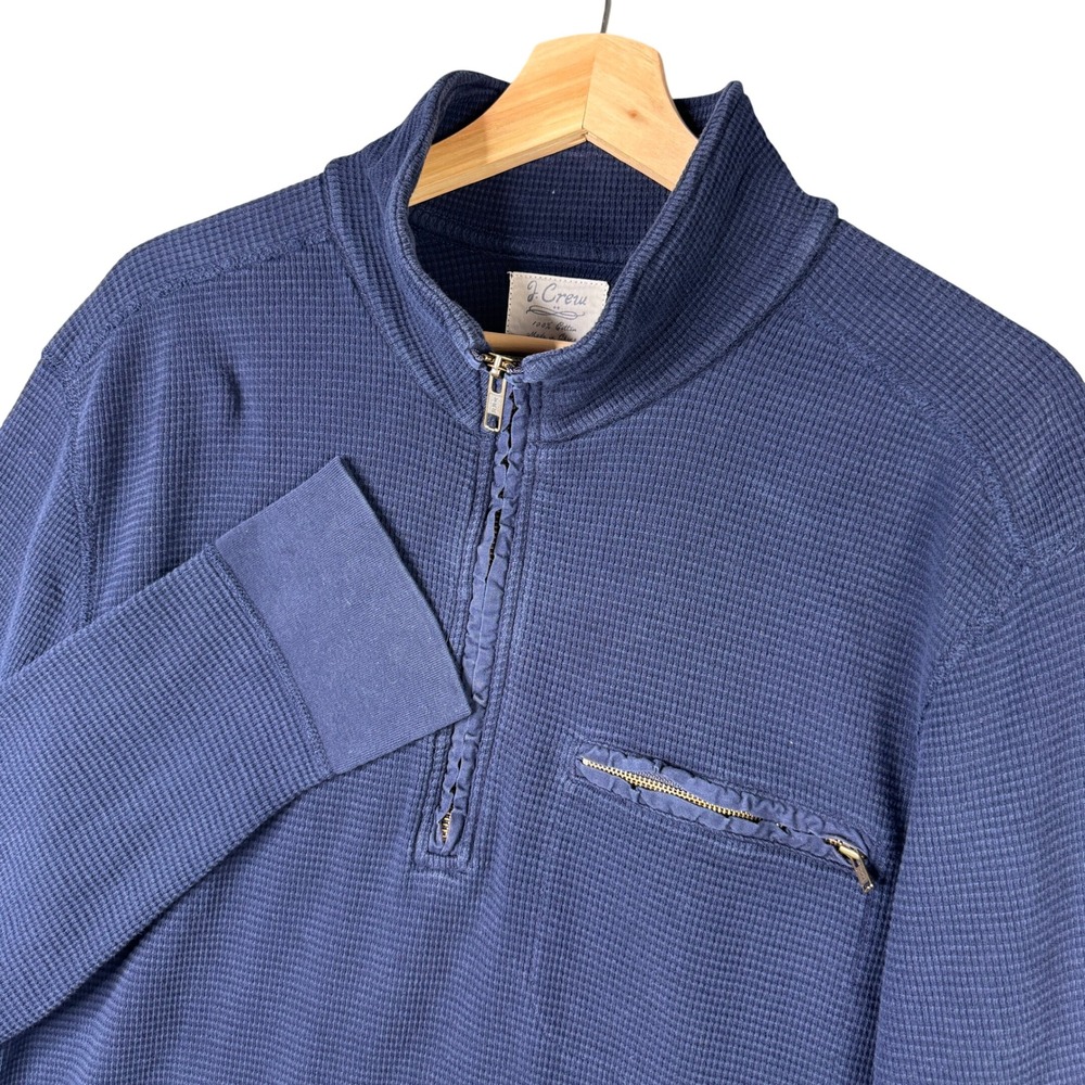J.Crew Mens Blue Waffle Knit Quarter Zip Pullover Sweater XL 48727 HO11